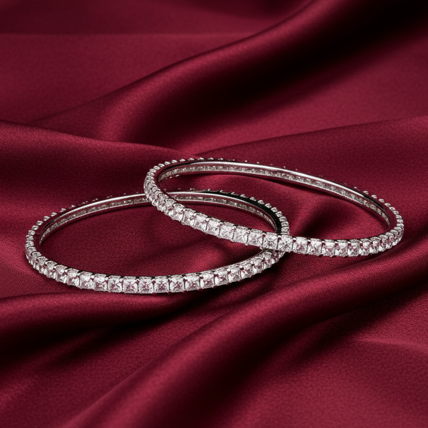 Sterling Silver Moissanite Bangles for daily wear