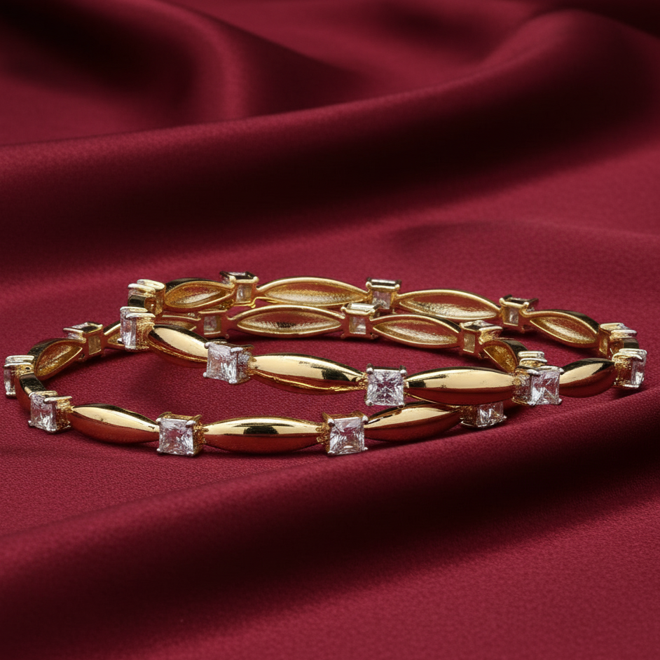 Gold Rhodium Plated Silver Moissanite Bangles