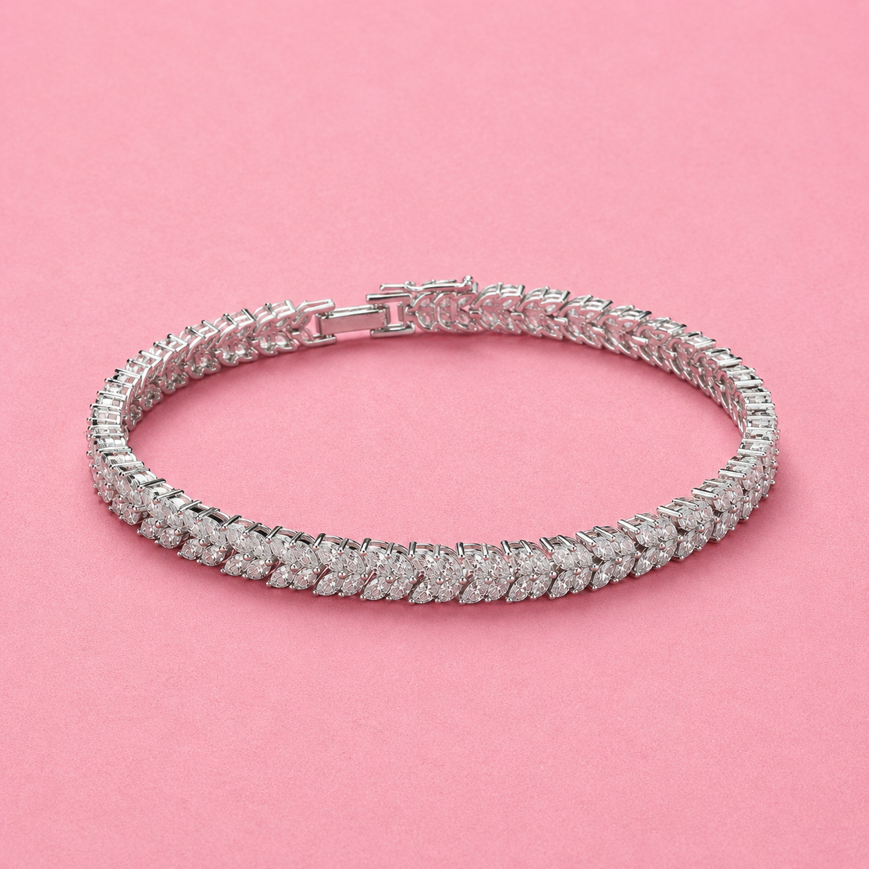 Evora Vine Moissanite Tennis Bracelet in 925 Sterling Silver, Marquise Cut