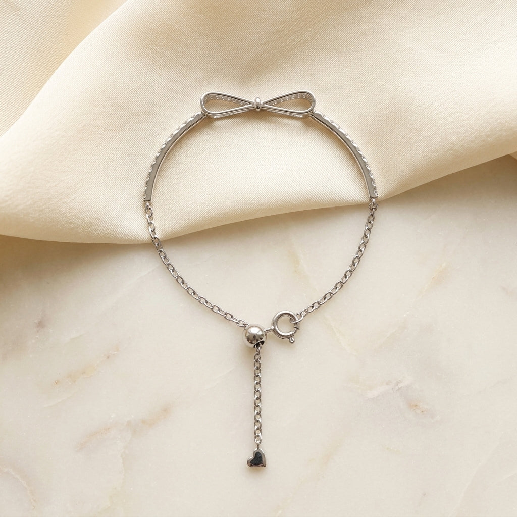 Celeste Bow Adjustable Moissanite Bracelet in Sterling Silver