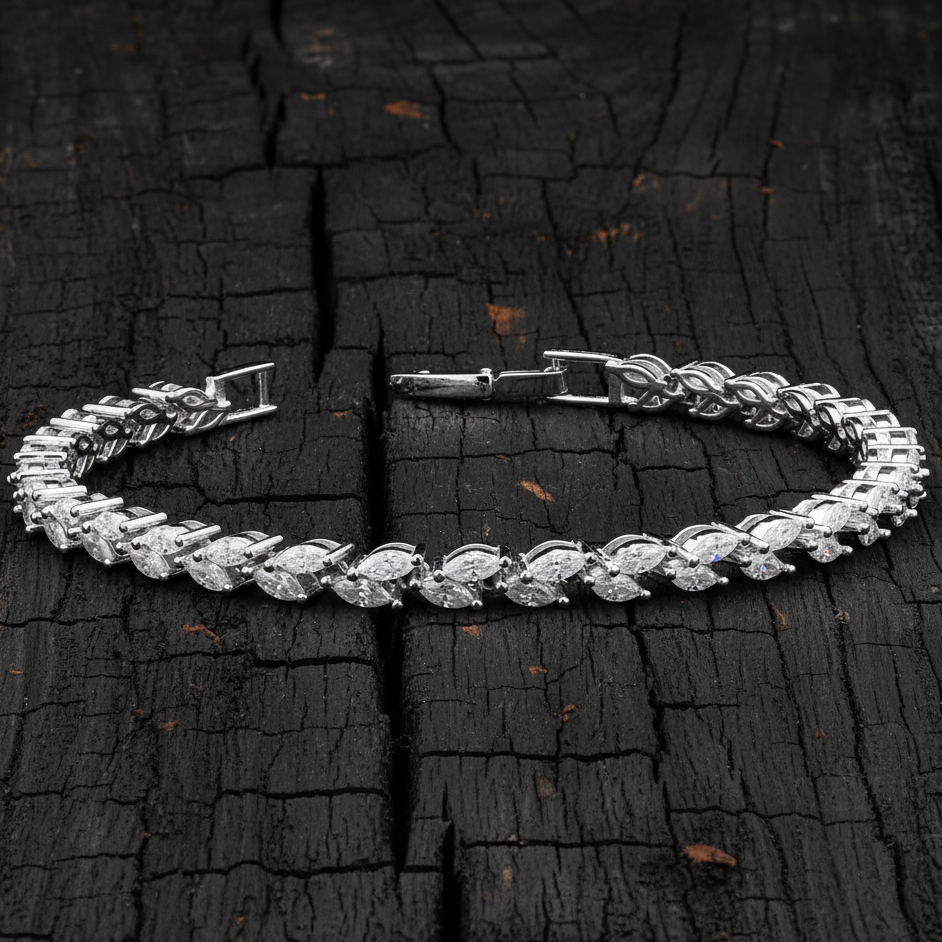 Classic Marquise Moissanite Tennis Bracelet in Silver