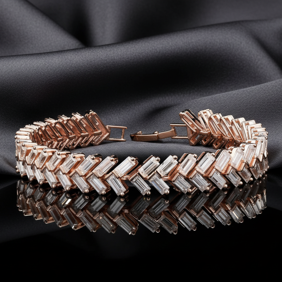 Zipper Tennis Bracelet in Moissanite with Silver