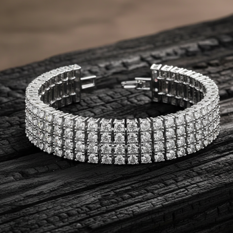 Multi Row Moissanite Bracelet in Silver