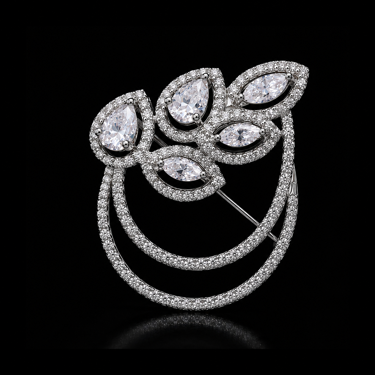 Moissanite Pear & Marquise Shape Designer Brooch for Men