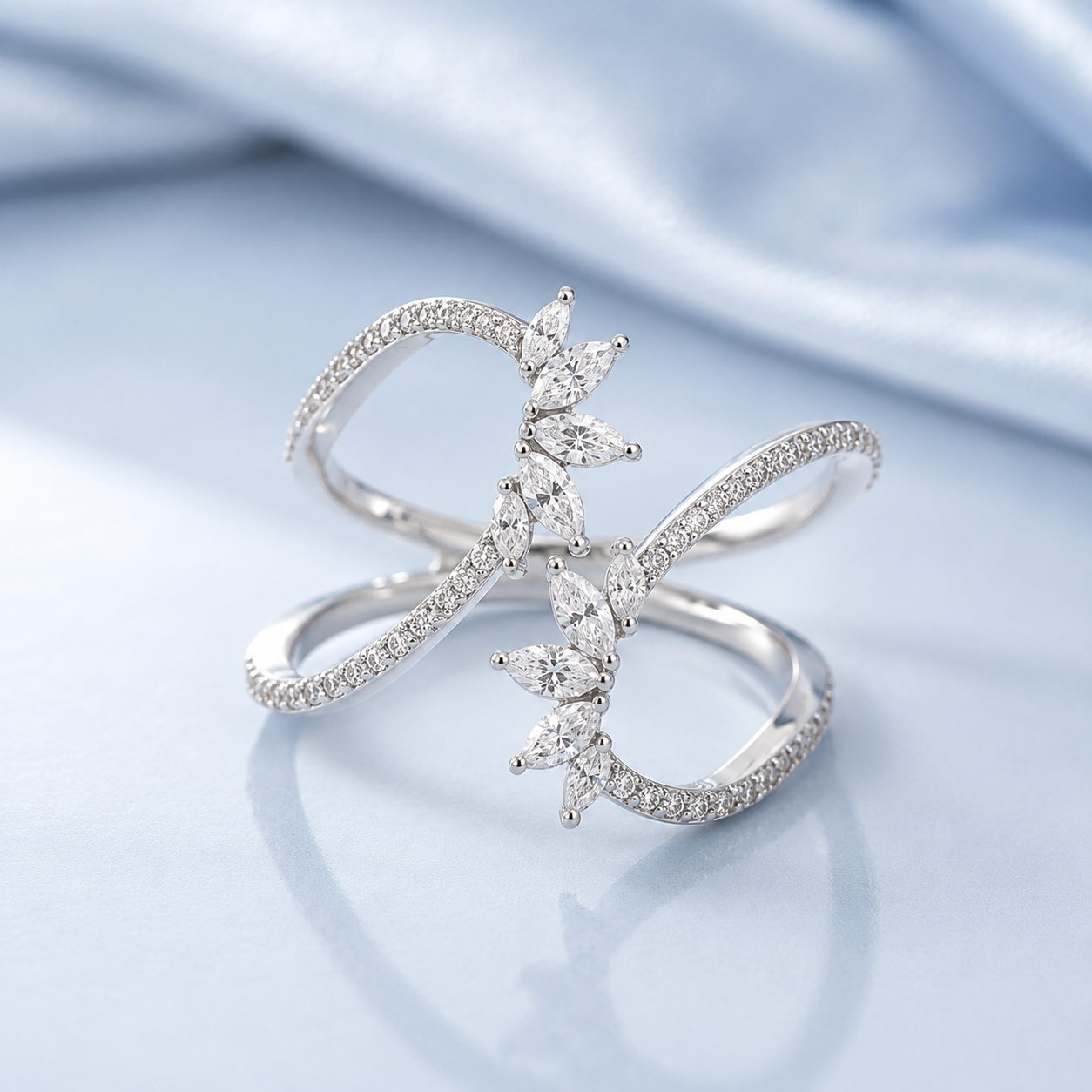 Stackable Moissanite Ring in Sterling Silver Ring| Cocktail Ring