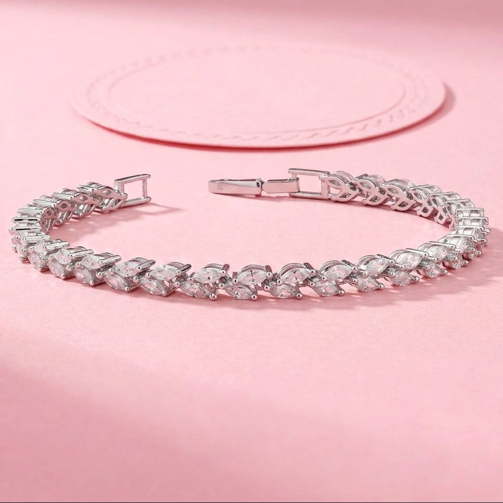 Classic Marquise Moissanite Tennis Bracelet in Silver