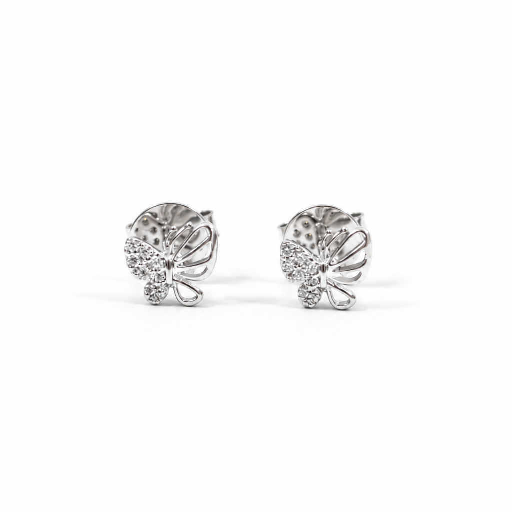 Moissanite Pop Butterfly Studs in 925 Silver for Kids