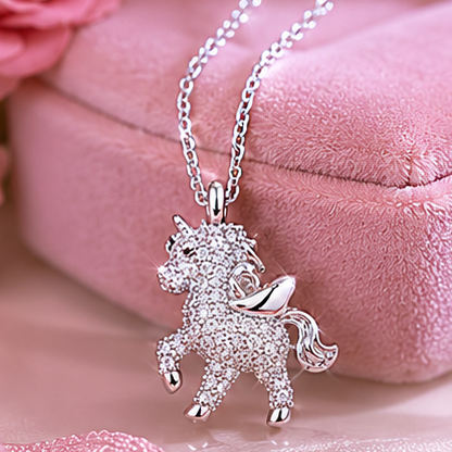 Cute Unicon Moissanite Pendant in Sterling Silver