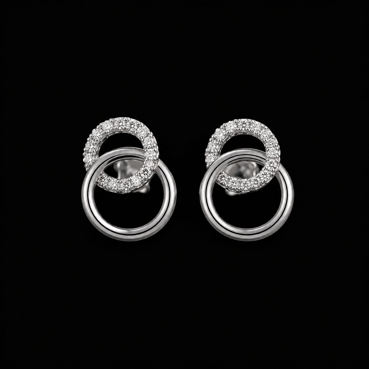 Moonlit Mini Studs in Sterling Silver with Moissanite