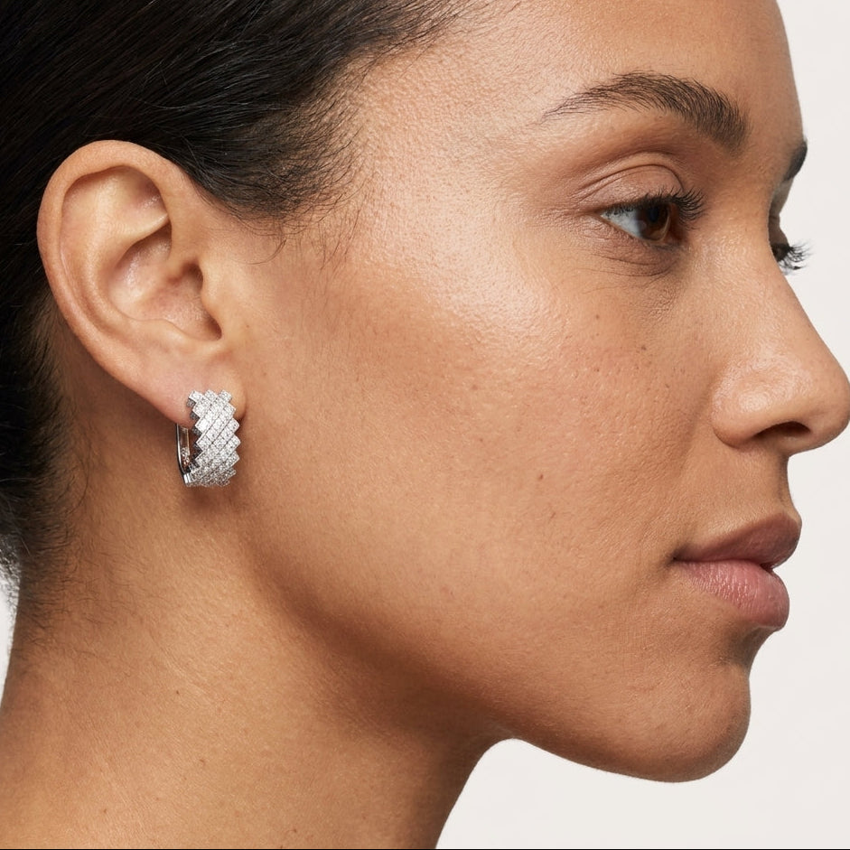 Silver Moissanite Blossom Bali style Earring