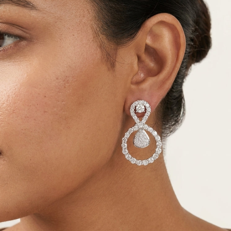 Elegant Pear-Drop Sterling Silver Moissanite Earrings