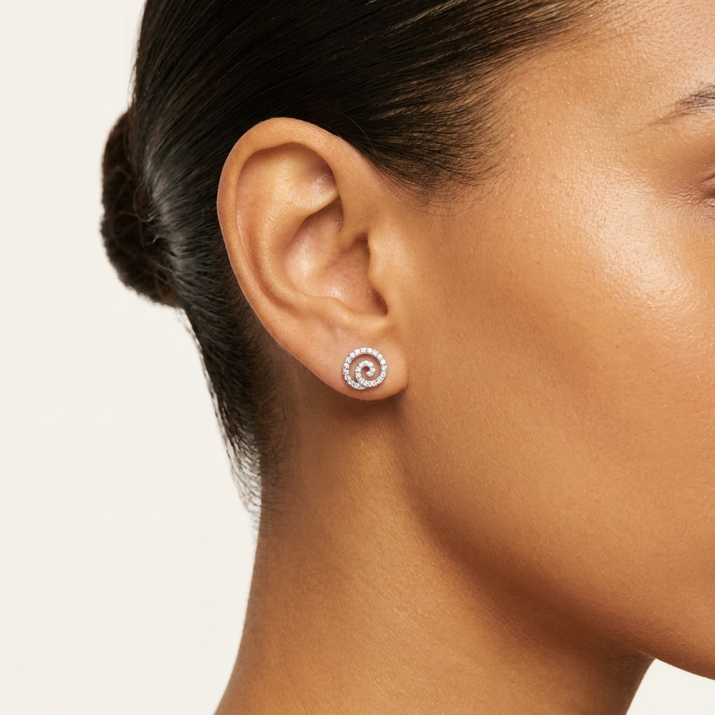 Mini round Moissanite Diamond Studs in Sterling Silver
