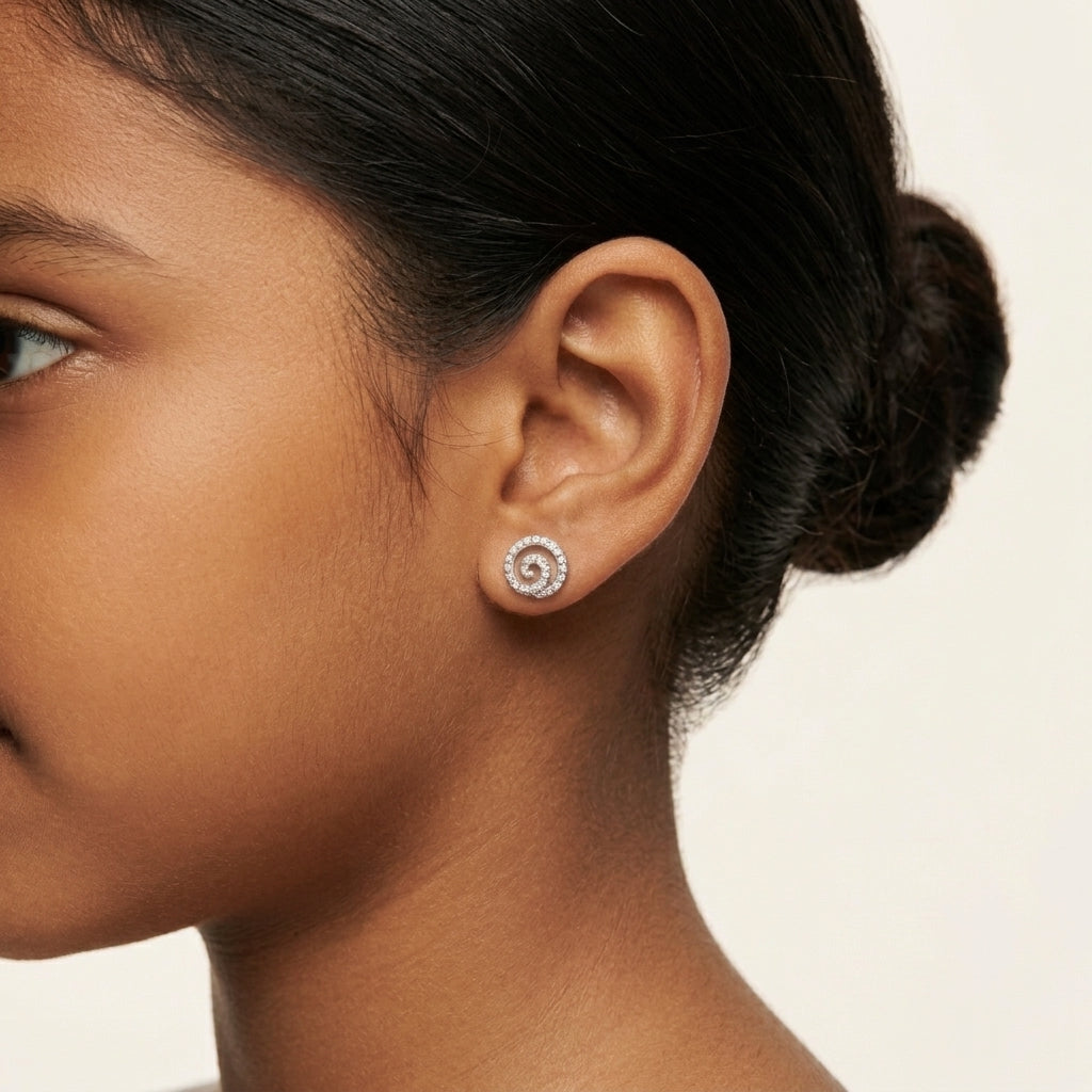 Mini round Moissanite Diamond Studs in Sterling Silver