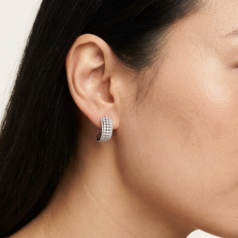 Moissanite Sparkling Sterling Silver Elegance Hoop Earrings