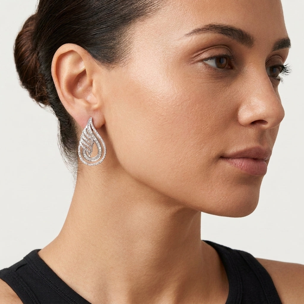 Exquisite Twinkle Twist Silver with Moissanite Earrings