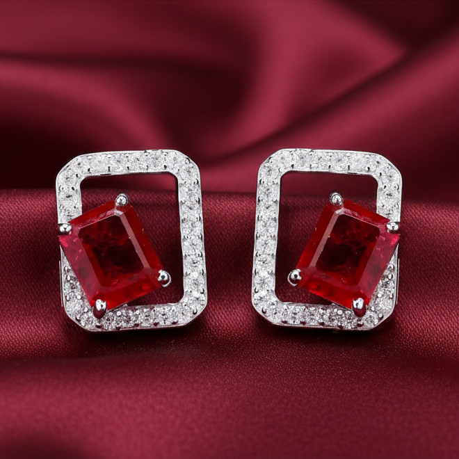 Minimalist Lab-Grown Gemstone Studs Earrings for Women