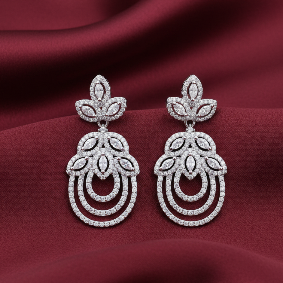 Moissanite Floral Fantasy Sterling Silver Earrings