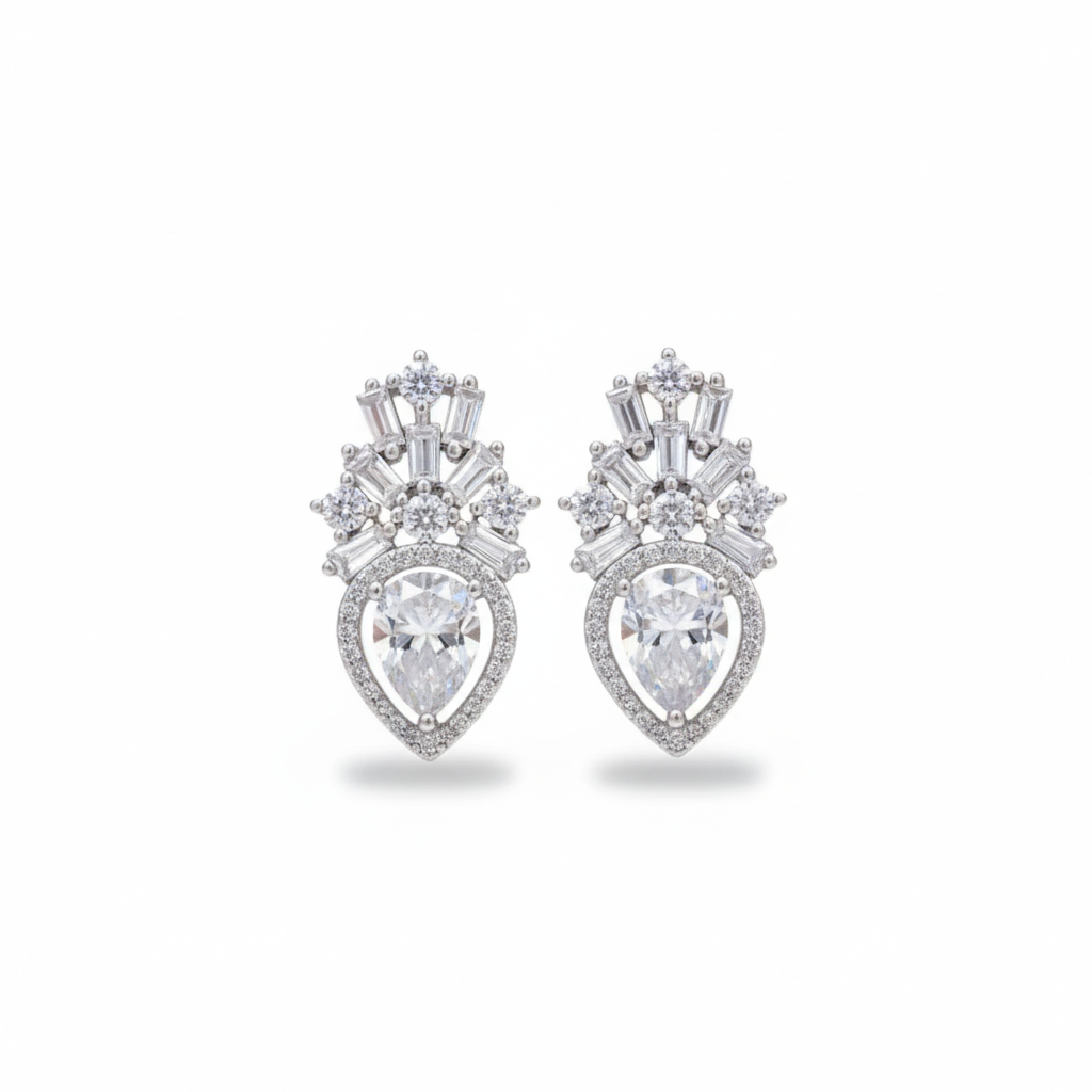Statement Pear Shape Sterling Silver Moissanite Earrings