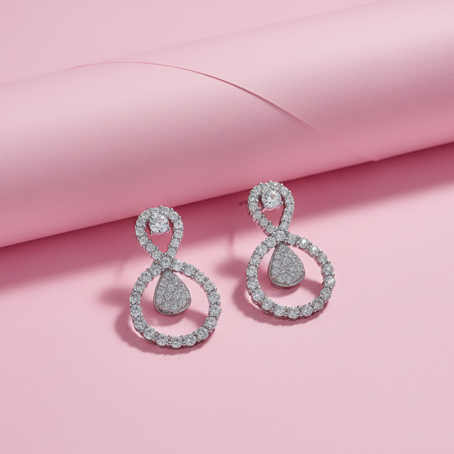 Elegant Pear-Drop Sterling Silver Moissanite Earrings