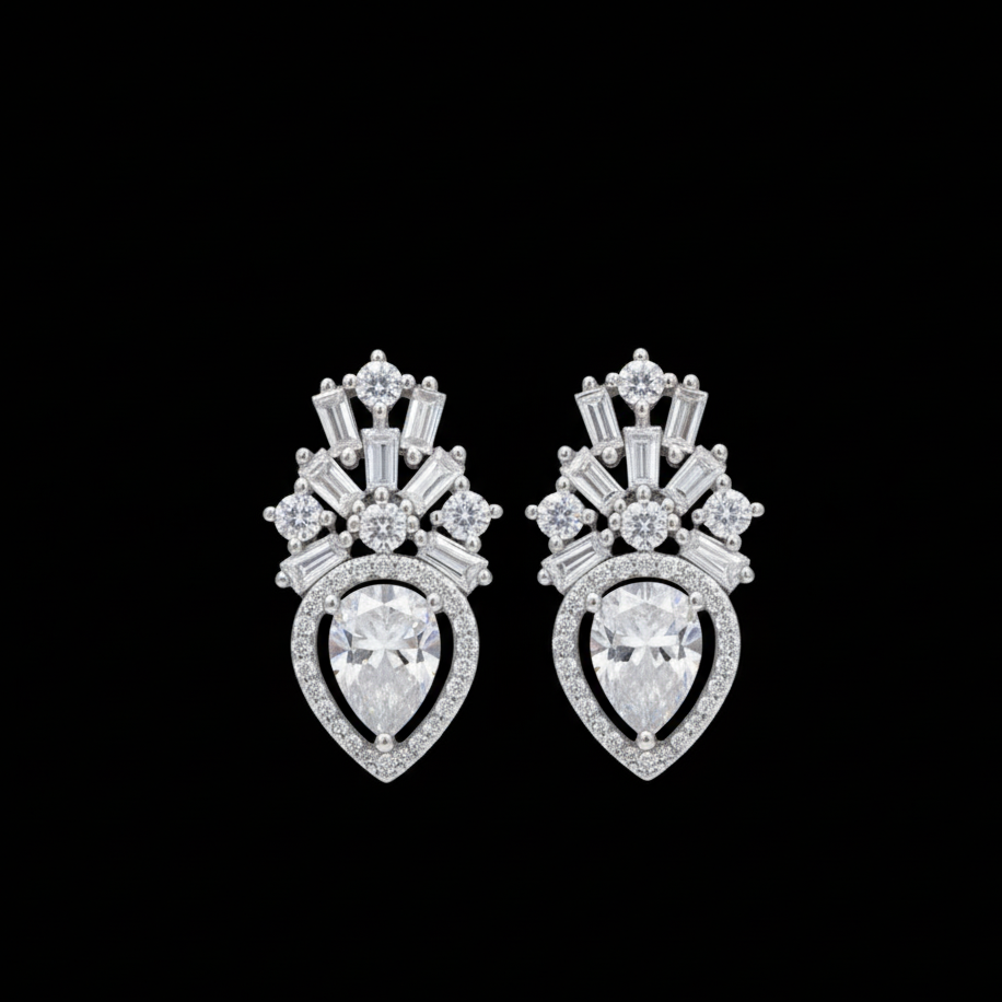 Statement Pear Shape Sterling Silver Moissanite Earrings