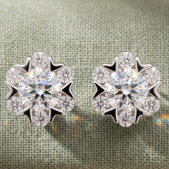 Celestial Spark Sterling in Silver with Moissanite Earrings