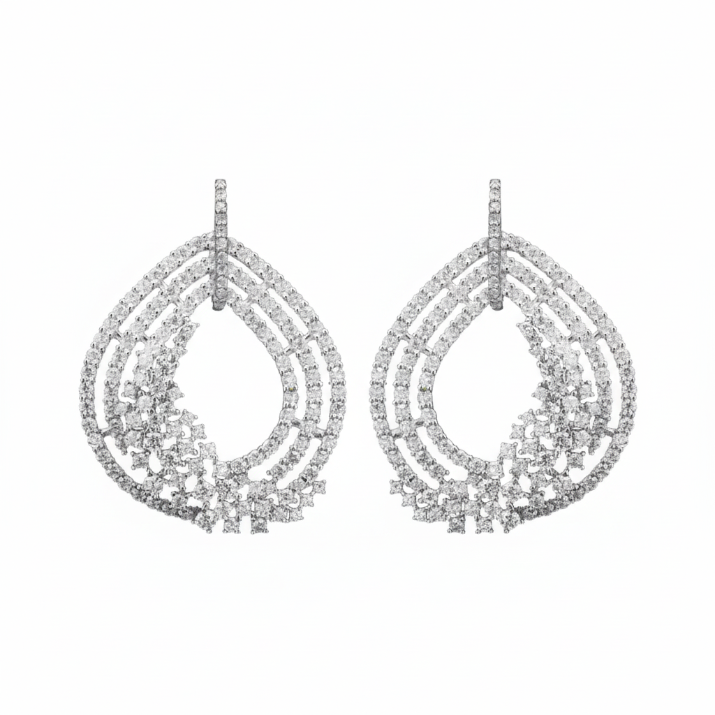 Diamond Brilliance Sterling Silver Moissanite Swirl Earrings