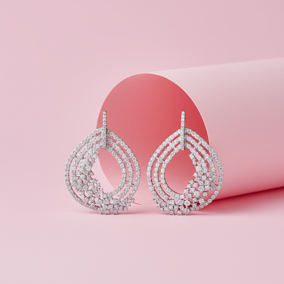 Diamond Brilliance Sterling Silver Moissanite Swirl Earrings