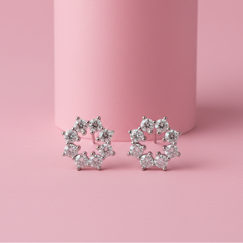Star shape Moissanite Studs in 925 Sterling Silver