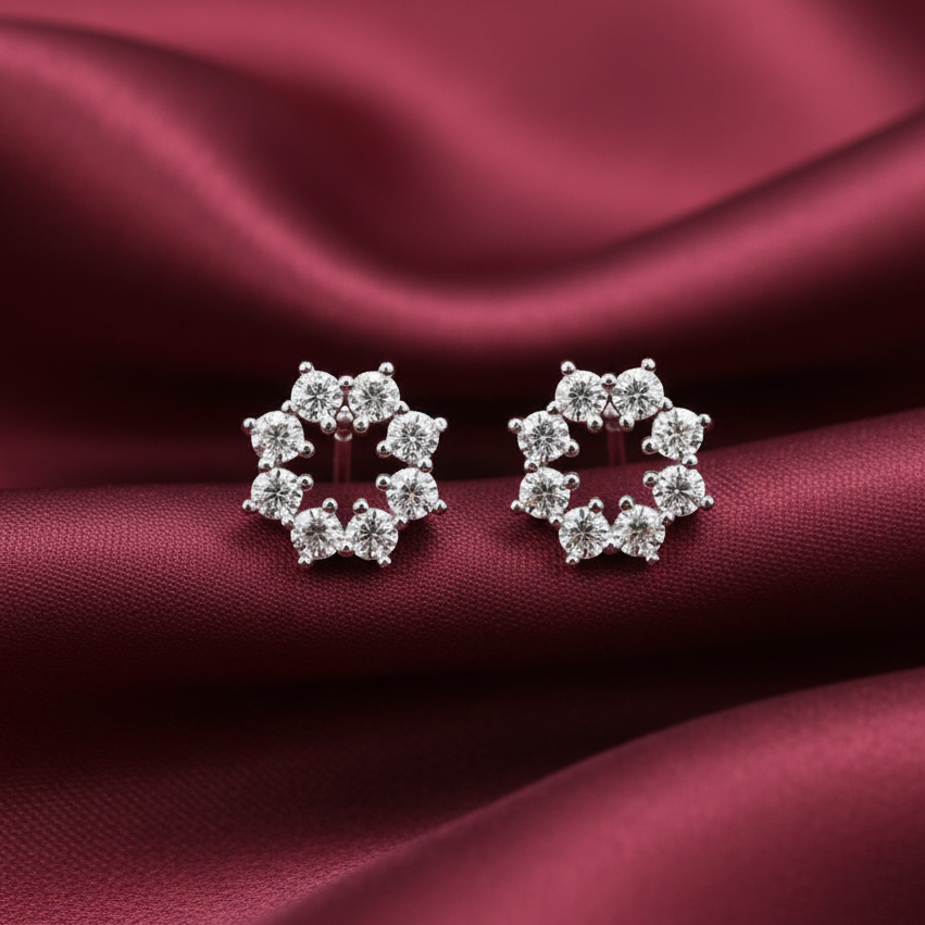 Star shape Moissanite Studs in 925 Sterling Silver