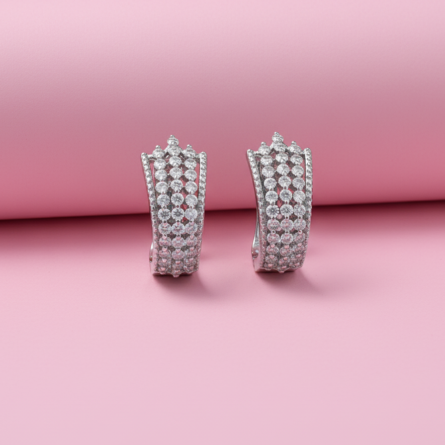 Moissanite Sparkling Sterling Silver Elegance Hoop Earrings