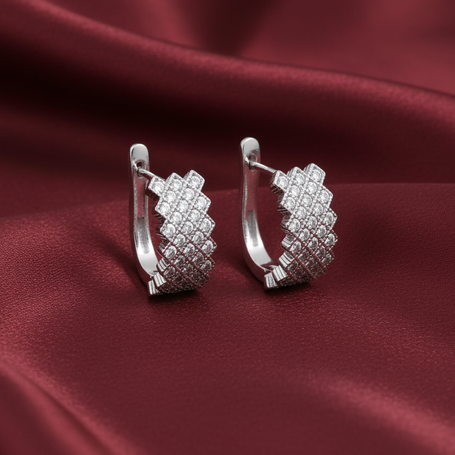 Silver Moissanite Blossom Bali style Earring