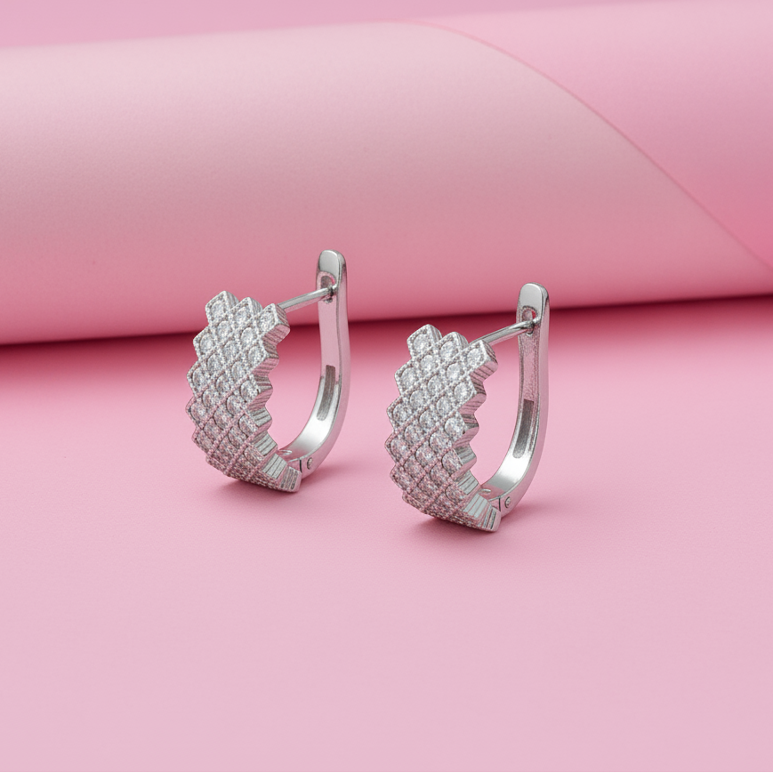 Silver Moissanite Blossom Bali style Earring