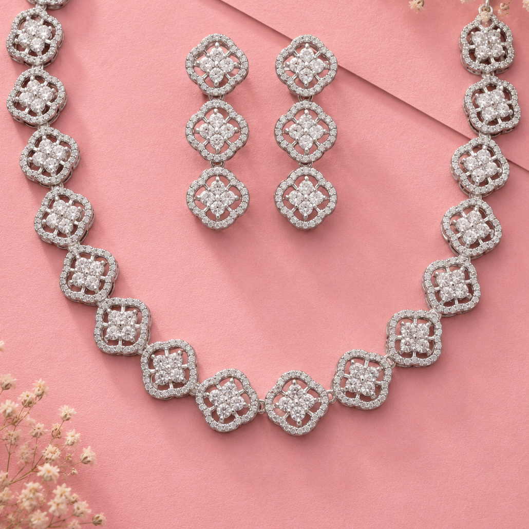 925 Silver Moissanite Round Necklace with Moissanite Diamond