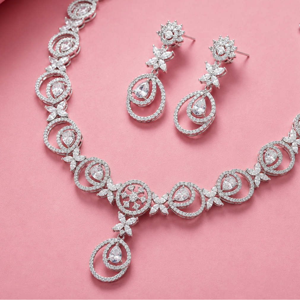 Lustrous Moissanite Charm Necklace in Pure 925 Silver