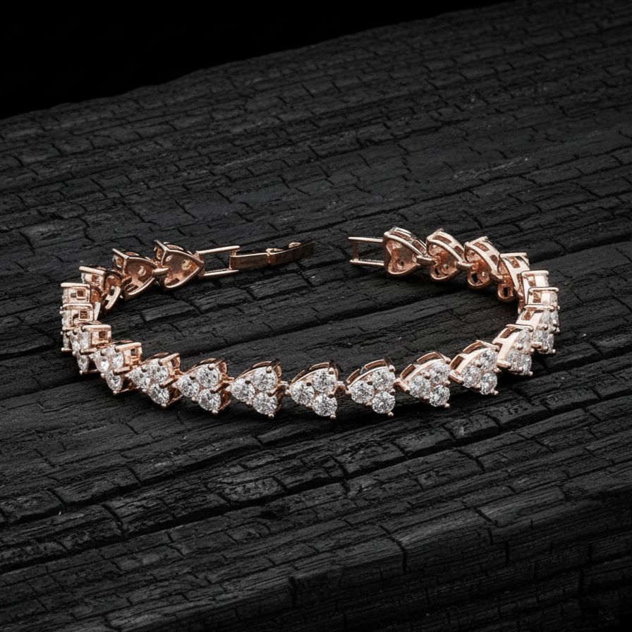 Heart Shape 925 Silver Moissanite Bracelet in 925 Silver