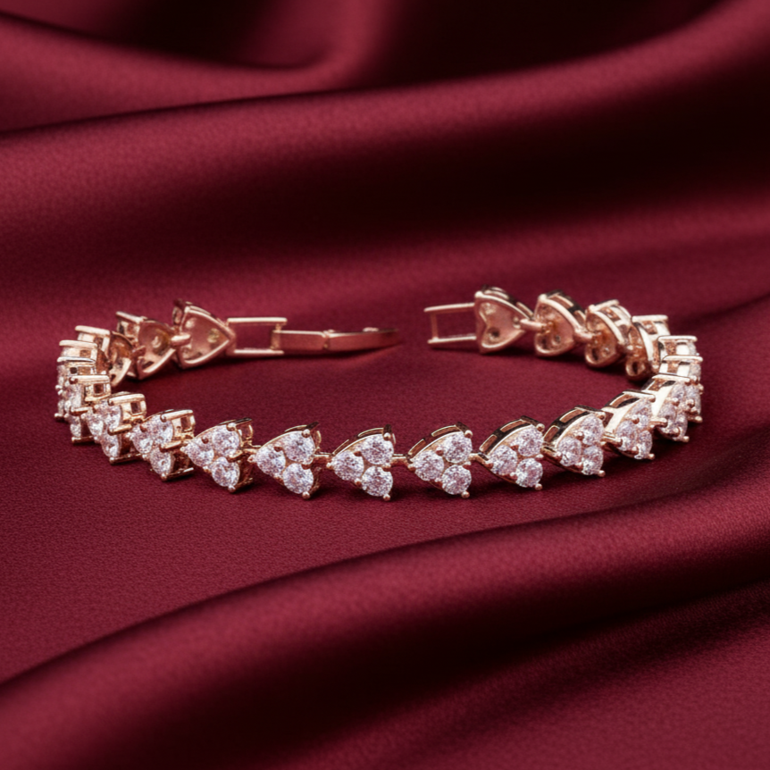 Heart Shape 925 Silver Moissanite Bracelet in 925 Silver