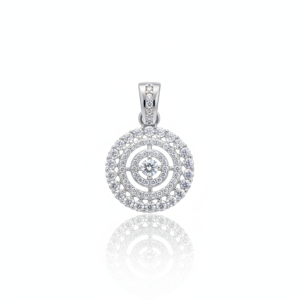 Radiant Relics Pendant with Moissanite in Silver