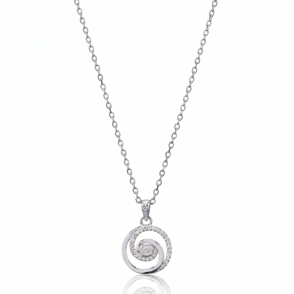 Round Twist Moissanite Pendant in Silver