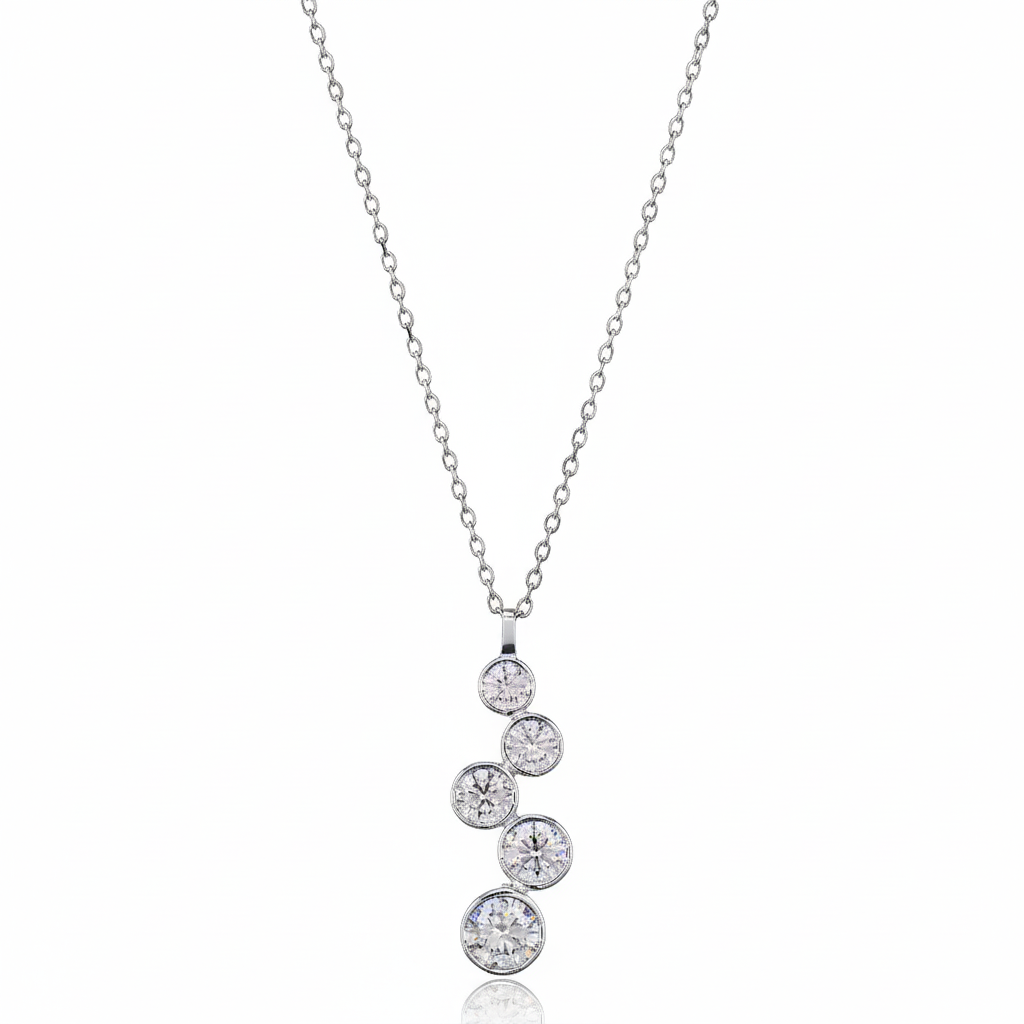 Channel Set Stack Pendant in Sterling SIlver with Moissanite