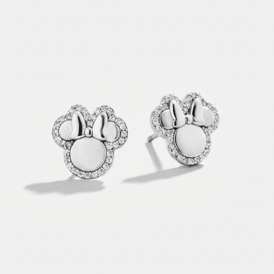 Teddy Twinkle Moissanite Studs in Sterling Silver, for kids
