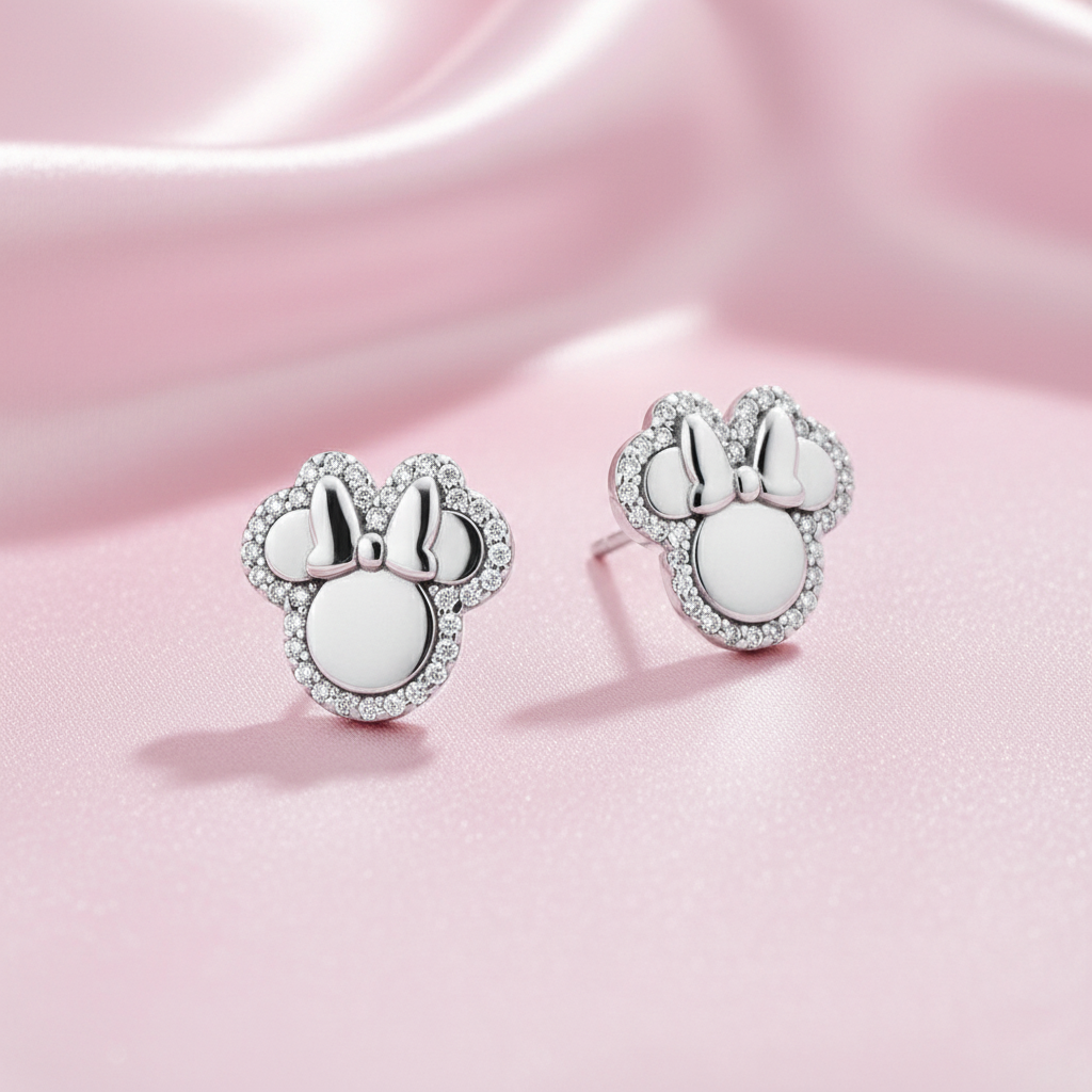 Teddy Twinkle Moissanite Studs in Sterling Silver, for kids