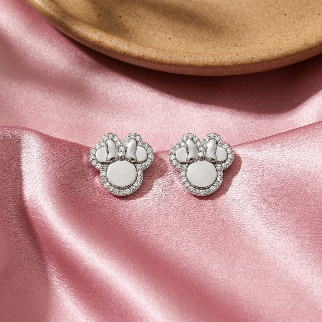 Teddy Twinkle Moissanite Studs in Sterling Silver, for kids