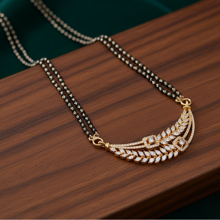 Premium Moissanite Mangalsutra Pendant | Diamond-Look Jewelry in Silver for Brides