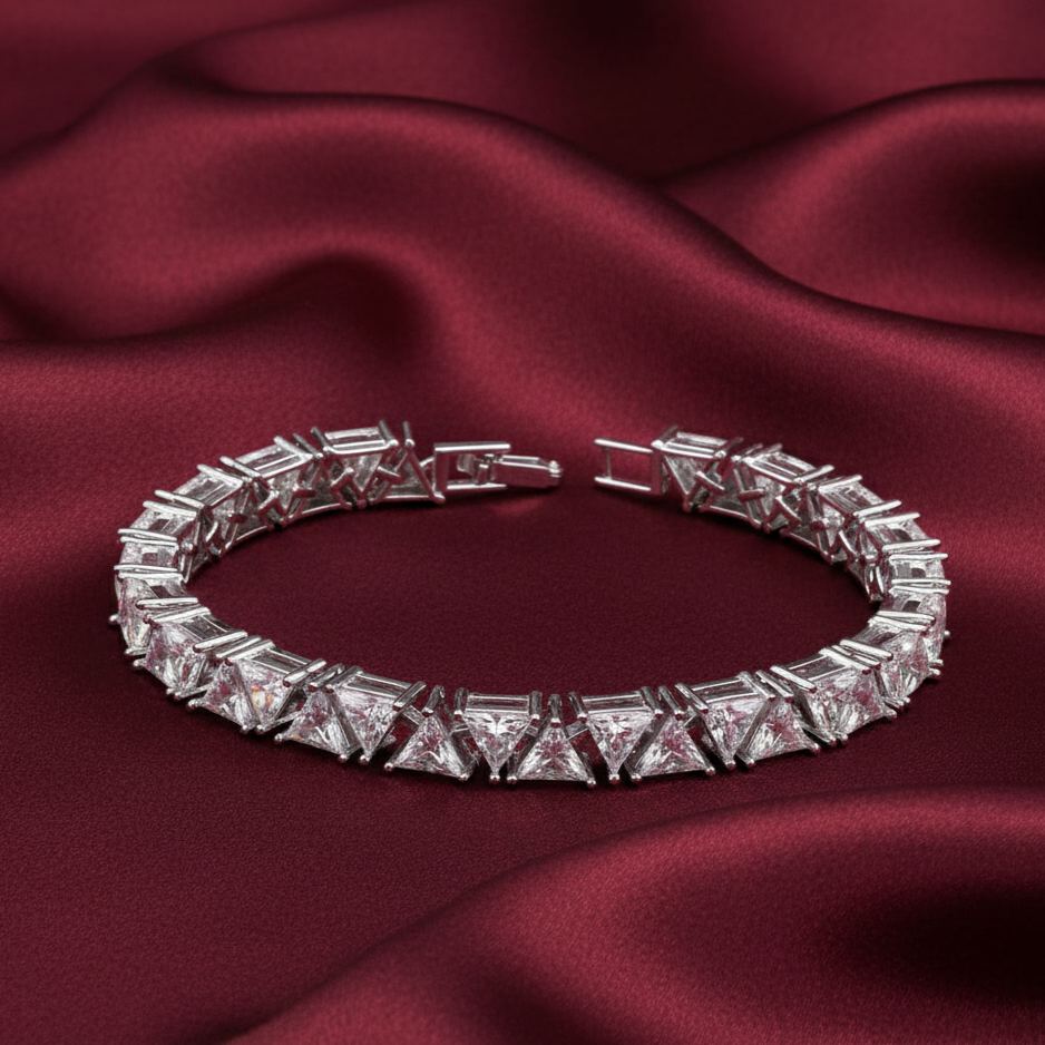 Trillion cut Moissanite Bracelet in Silver