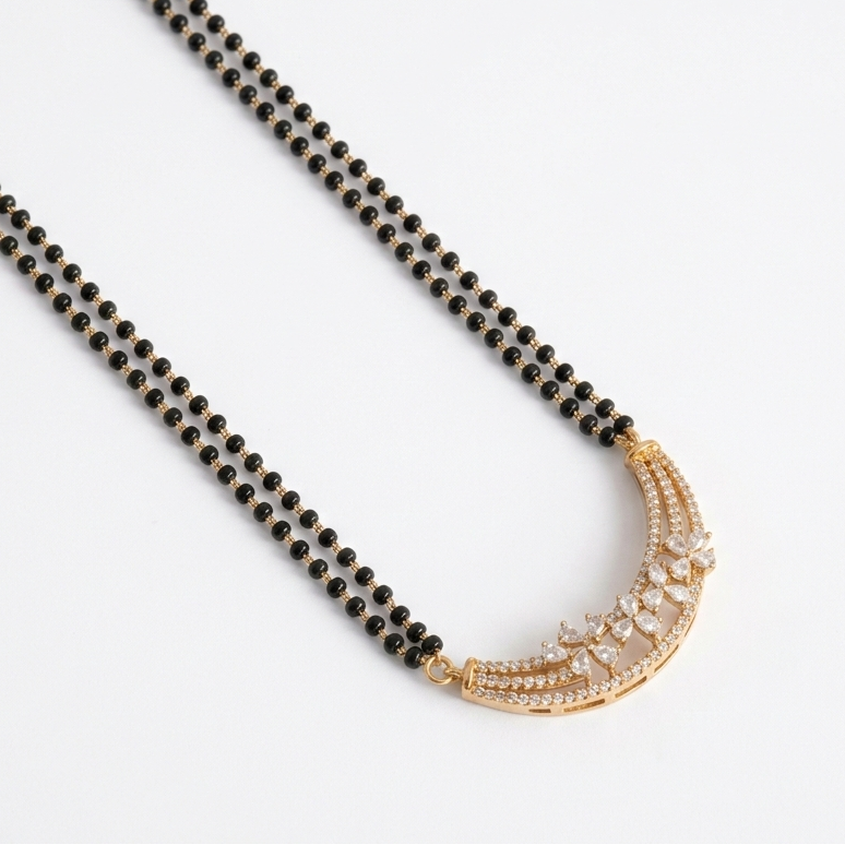 Celeste Shine Mangalsutra in 925 Silver with Rhodium Plating | Lightweight & Perfect for Daily Wear