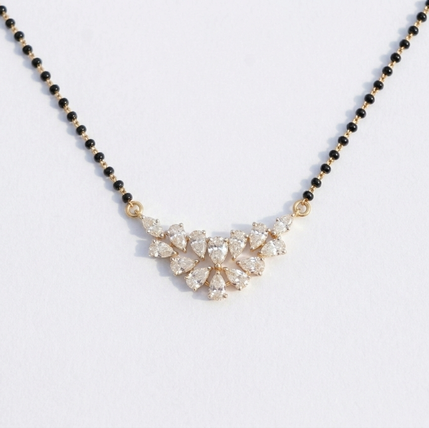 Minimal Radiance Moissanite Mangalsutra in 925 Silver with Rhodium Plating | An Everyday Moissanite Diamond Mangalsutra