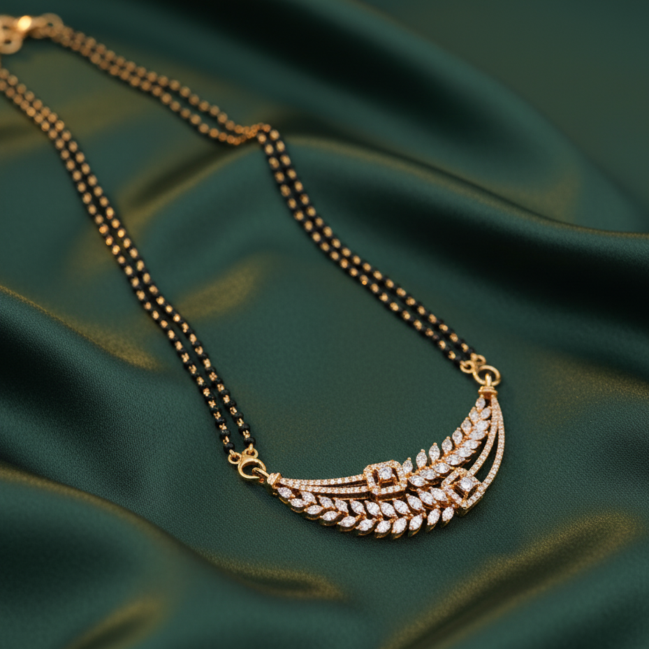 Premium Moissanite Mangalsutra Pendant | Diamond-Look Jewelry in Silver for Brides