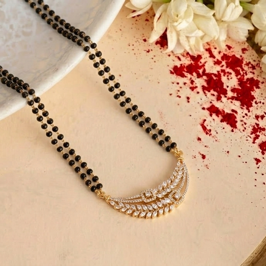 Eternal Spark Moissanite Mangalsutra in 925 Silver with Rhodium Plating | Diamond-Look Jewelry in Silver for Brides