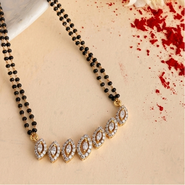 Noor Line Moissanite Mangalsutra in 925 Silver with Rhodium Plating |  Everyday Wear Mangalsutra