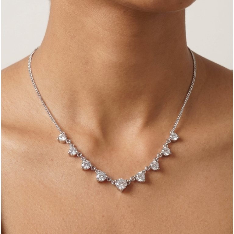 Sterling silver Moissanite Chain Pendant | Perfect for Daily wear and Office wear